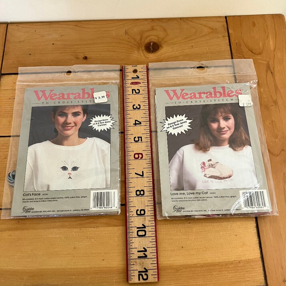 Cat Wearables to Cross Stitch Set of 2 Golden Bee Kits #60262 & 60266 Cat's Face